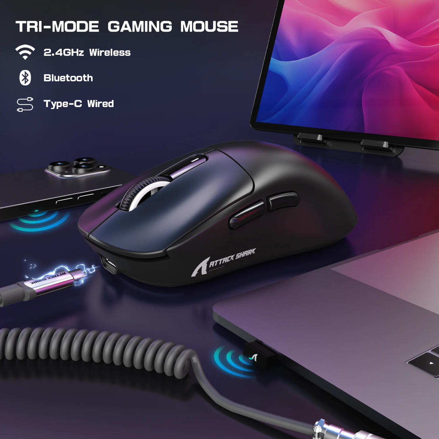 ATTACK SHARK X3MAX PAW3950 Wireless Gaming Mouse with C06 Mouse Coiled Cable - Image 13