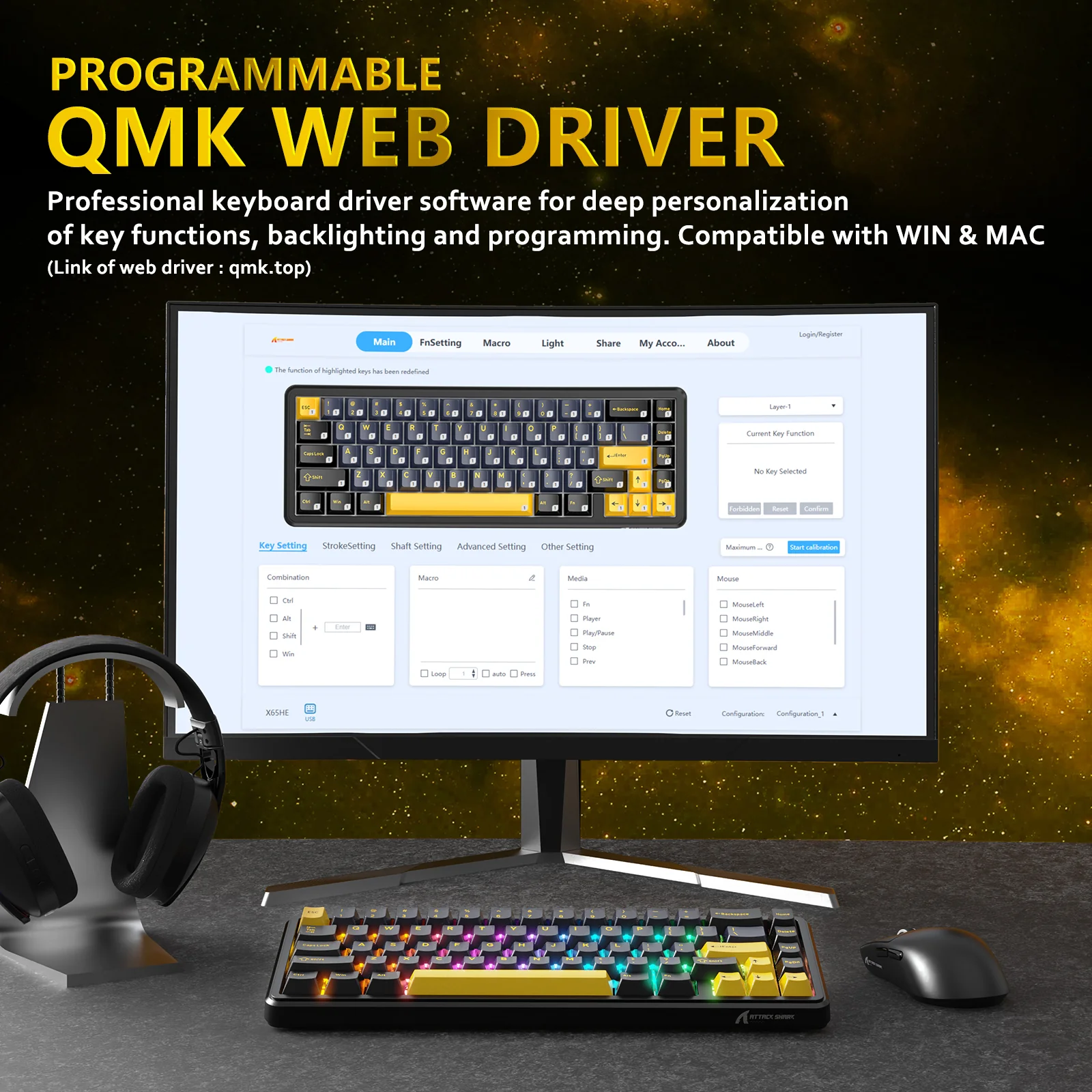 ATTACK SHARK X65 HE Magnetic Switch Rapid Trigger Keyboard - Image 27
