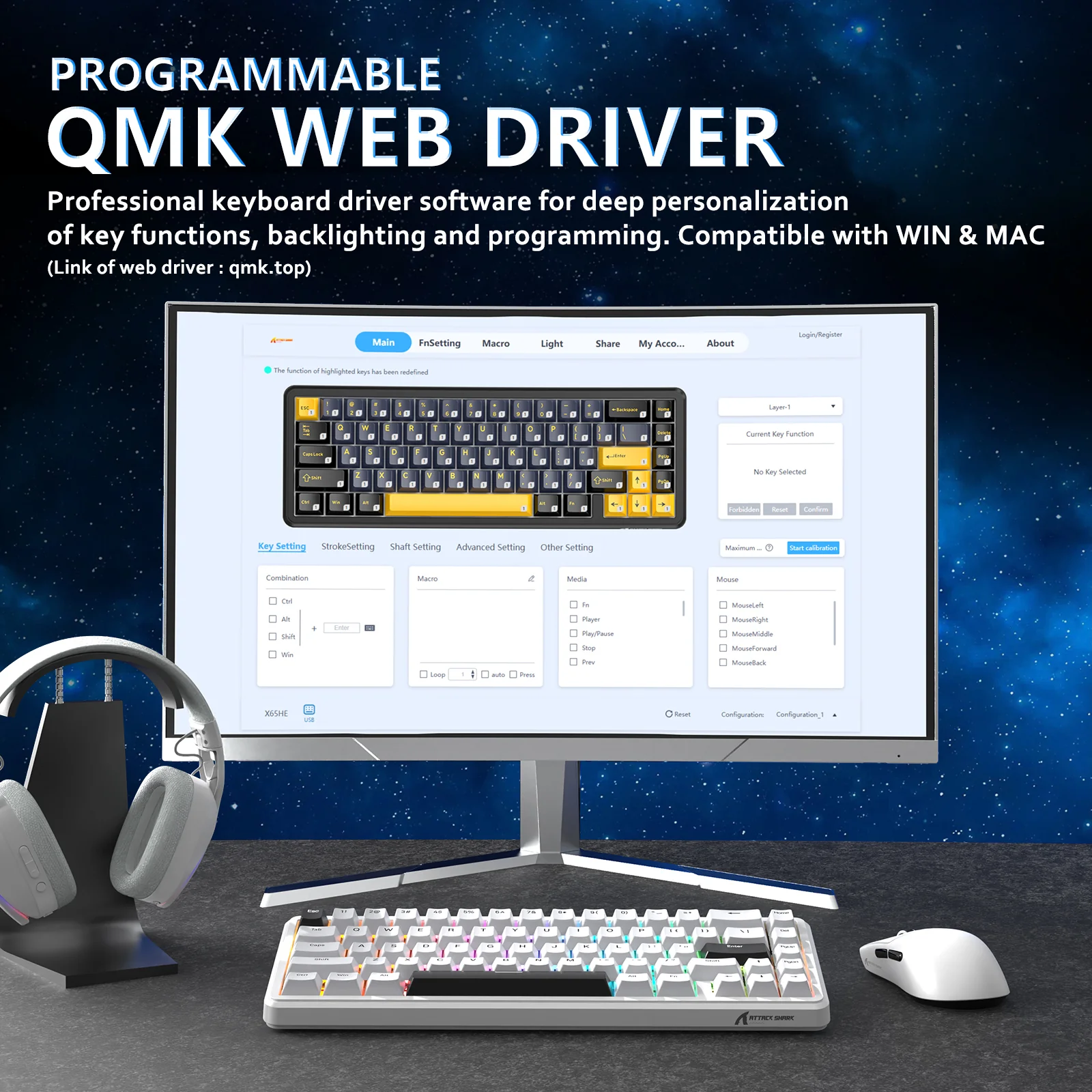 ATTACK SHARK X65 HE Magnetic Switch Rapid Trigger Keyboard - Image 9