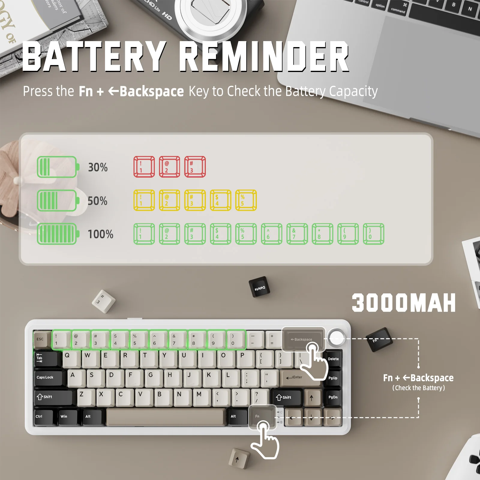 ATTACK SHARK X66 Wireless Mechanical Keyboard with Side Printed PBT Keycaps - Image 24