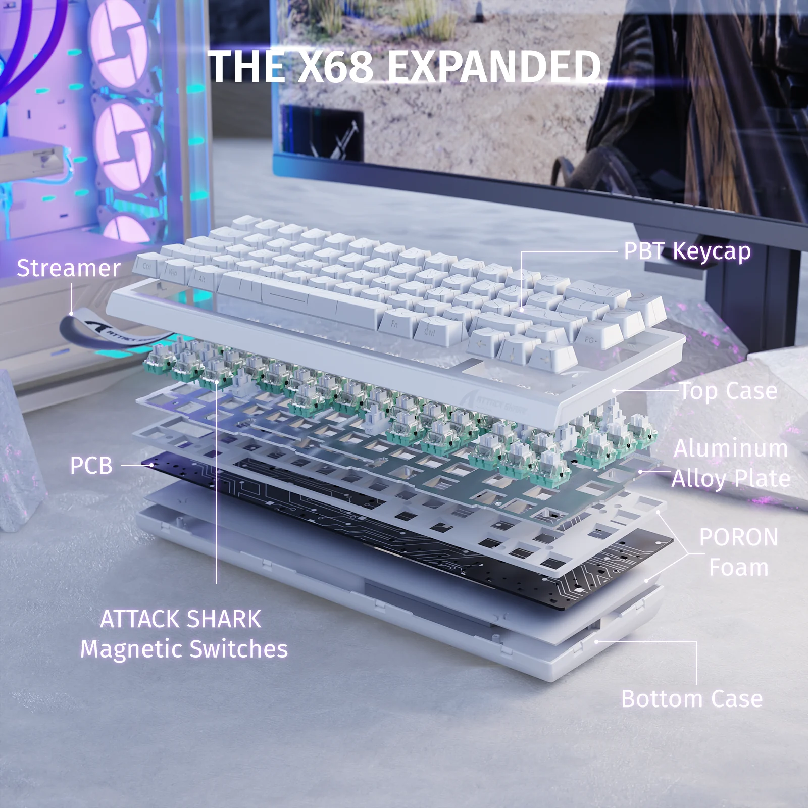 ATTACK SHARK X68 HE Rapid Trigger Keyboard Magnetic Switch - Image 18