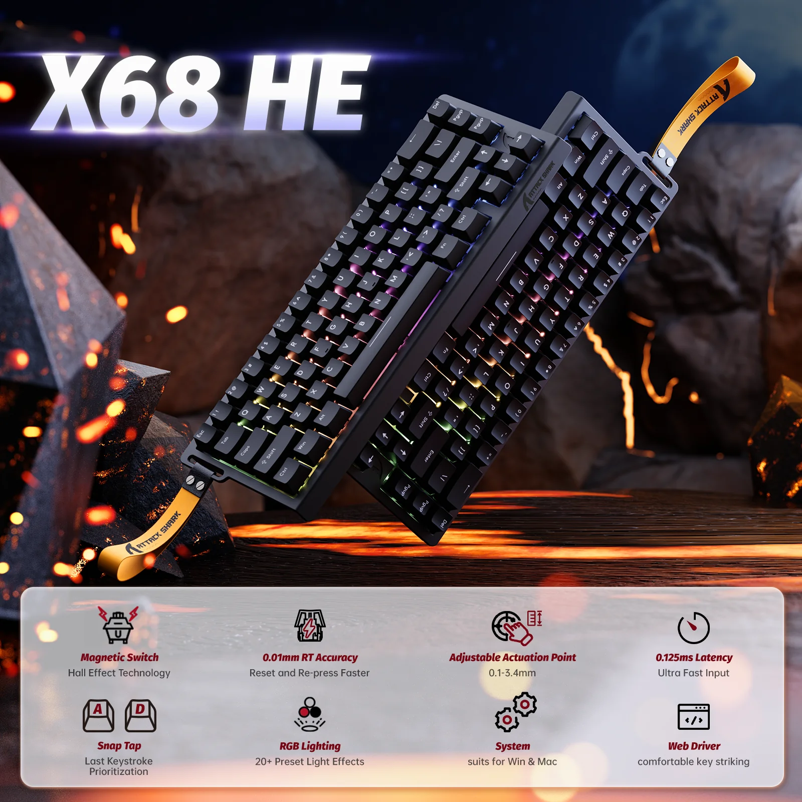 ATTACK SHARK X68 HE Rapid Trigger Keyboard Magnetic Switch - Image 29