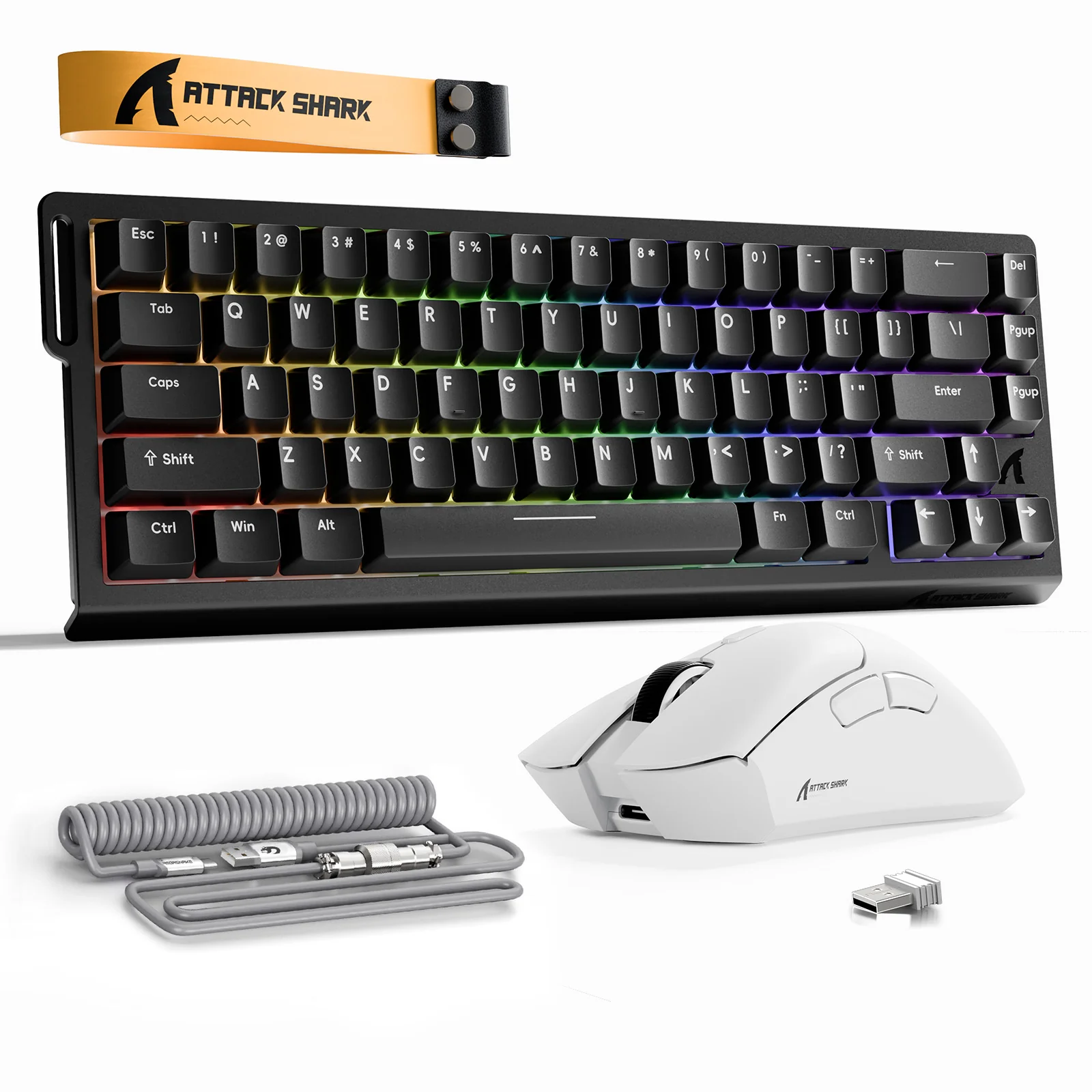 ATTACK SHARK X68HE Rapid Trigger Keyboard + R1 Wireless Gaming Mouse + C01 Coiled Cable Bundle - Image 10