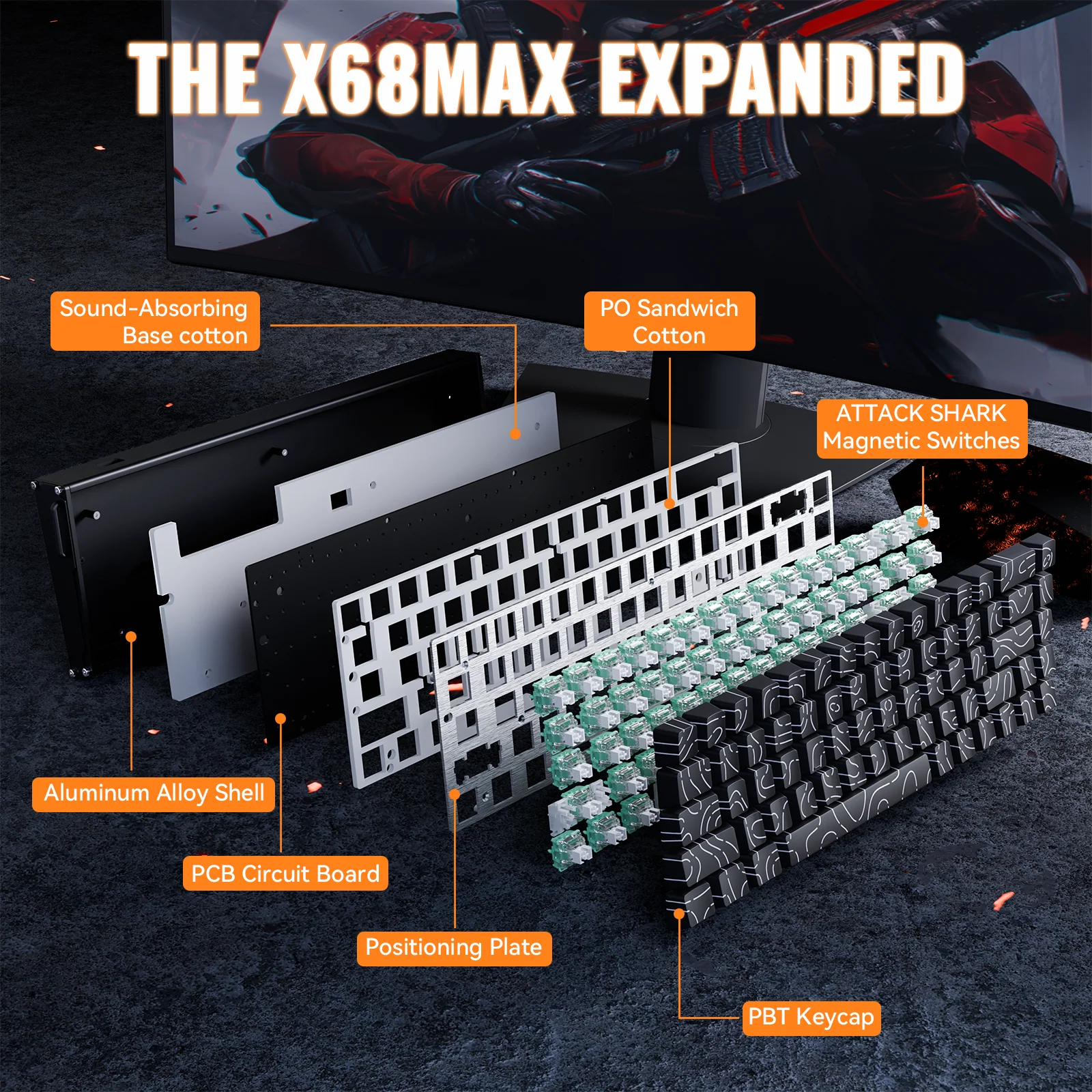 ATTACK SHARK X68MAX HE Rapid Trigger Aluminum Keyboard Magnetic Switch - Image 17