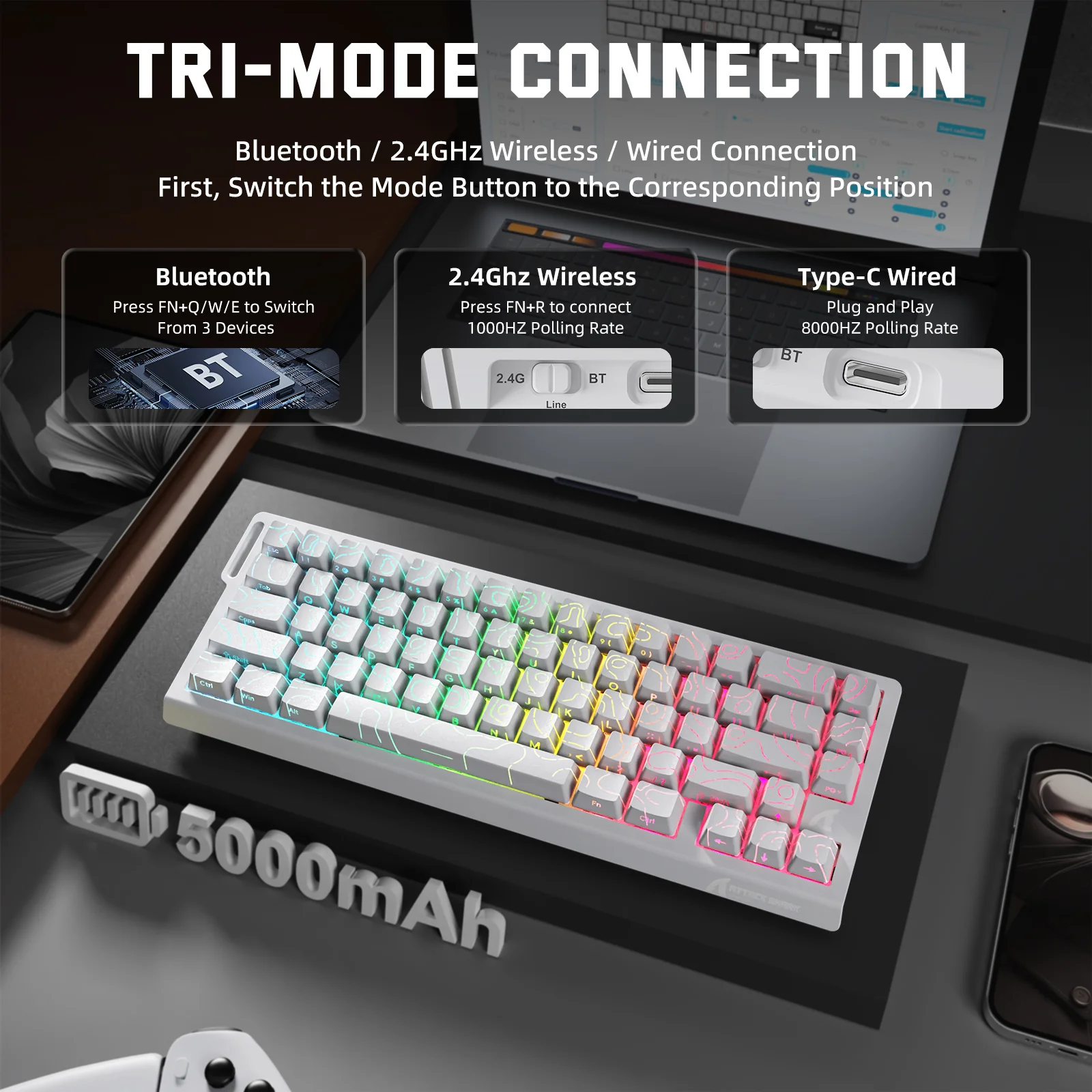 ATTACK SHARK X68PRO HE Wireless Rapid Trigger Keyboard Magnetic Switch - Image 21