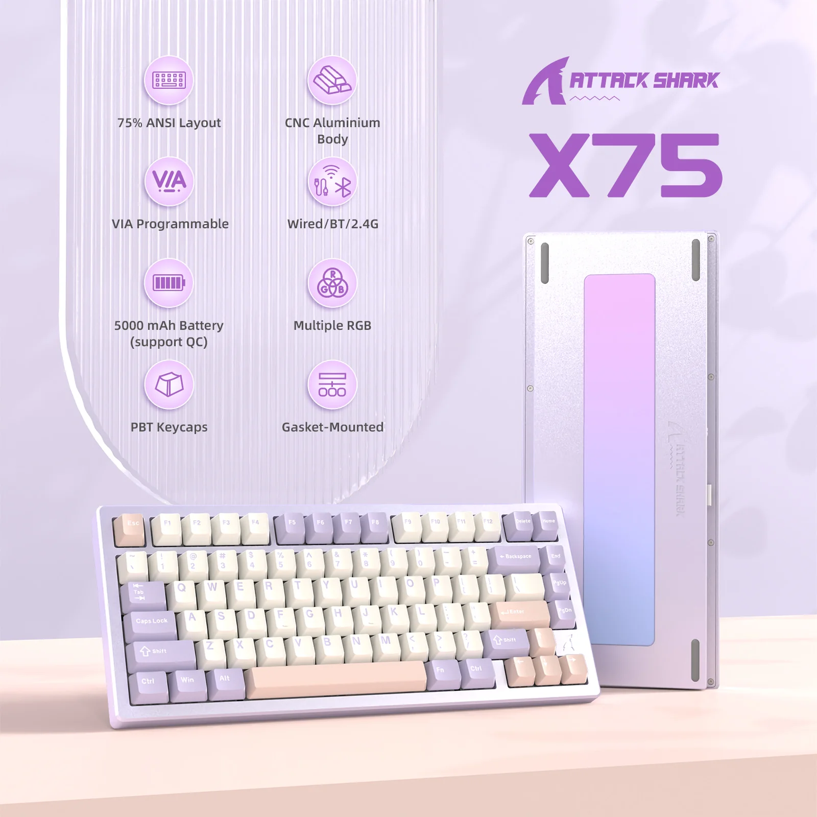 ATTACK SHARK X75 Full Aluminum Keyboard - Image 10