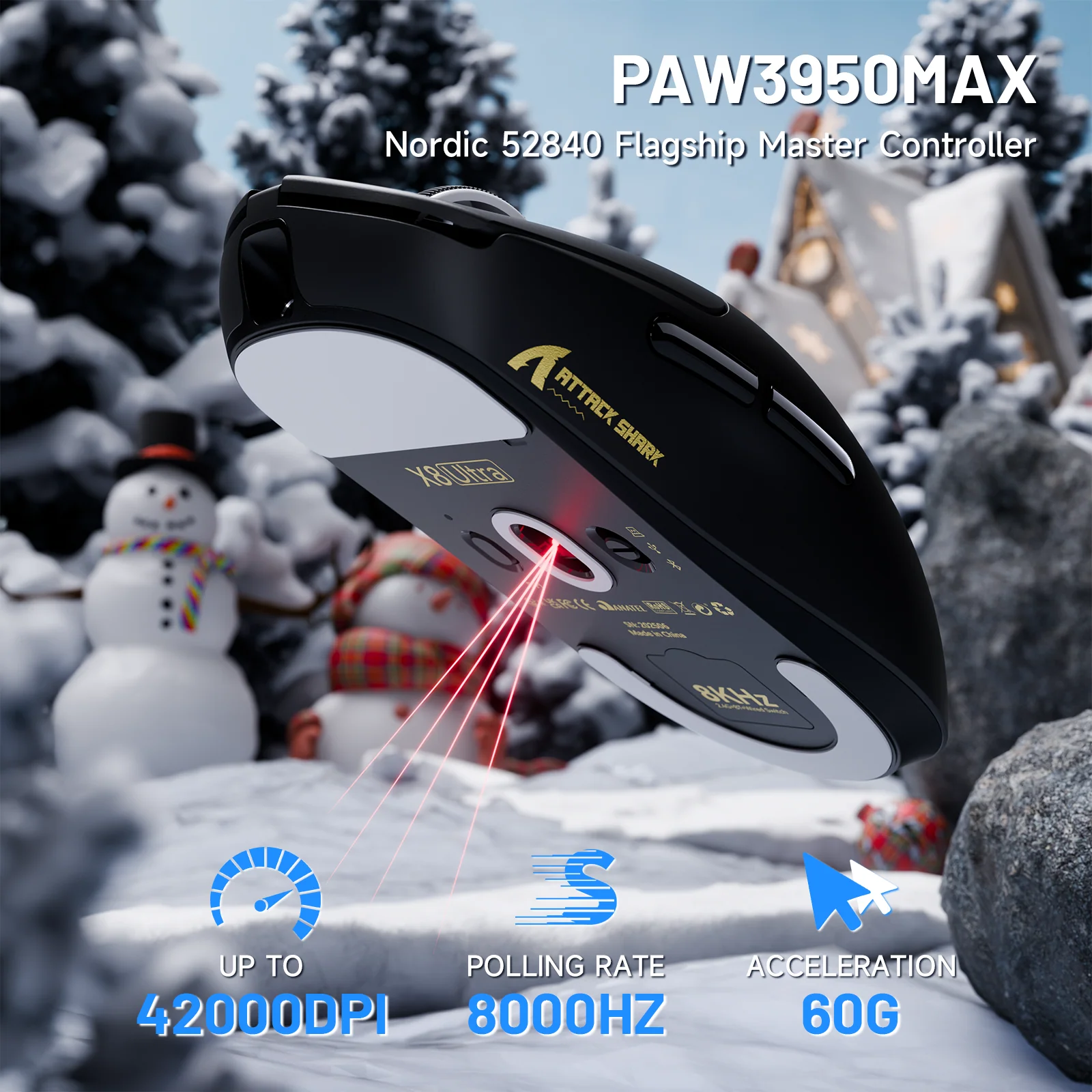 ATTACK SHARK X8 Ultra 8KHz Wireless Gaming Mouse With C06 Ultra Cable - Image 5