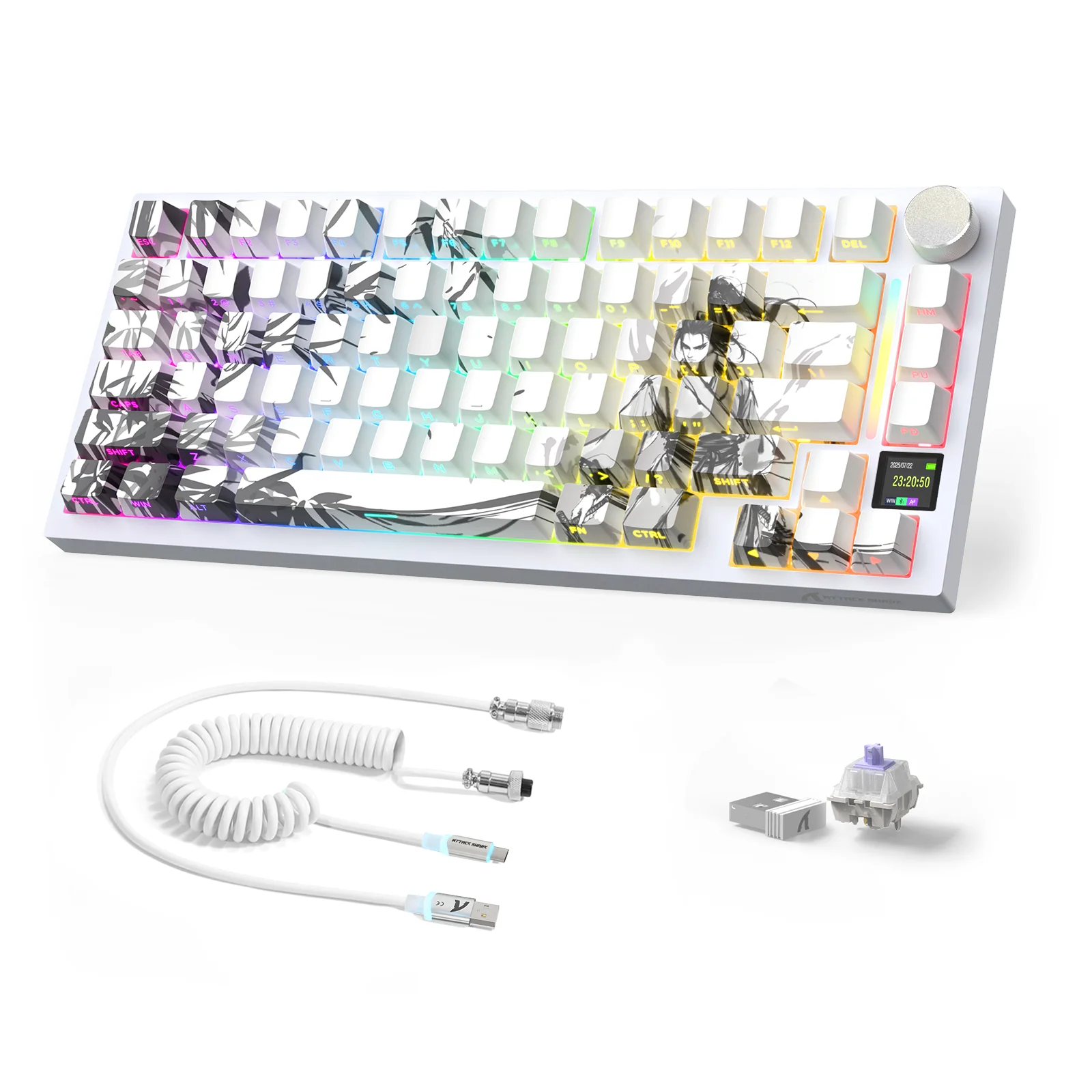 ATTACK SHARK X820ULTRA Mechanical Keyboard with C01ULTRA Coiled Cable - Image 2
