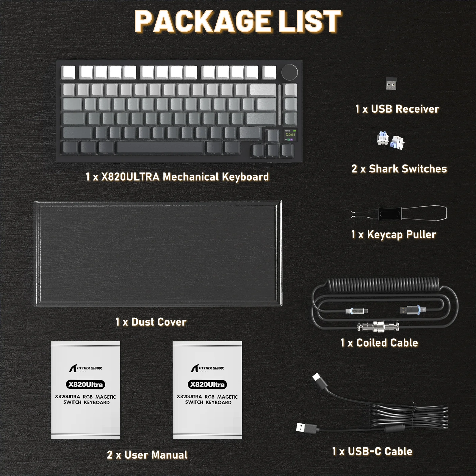 ATTACK SHARK X820ULTRA Mechanical Keyboard with C01ULTRA Coiled Cable - Image 57