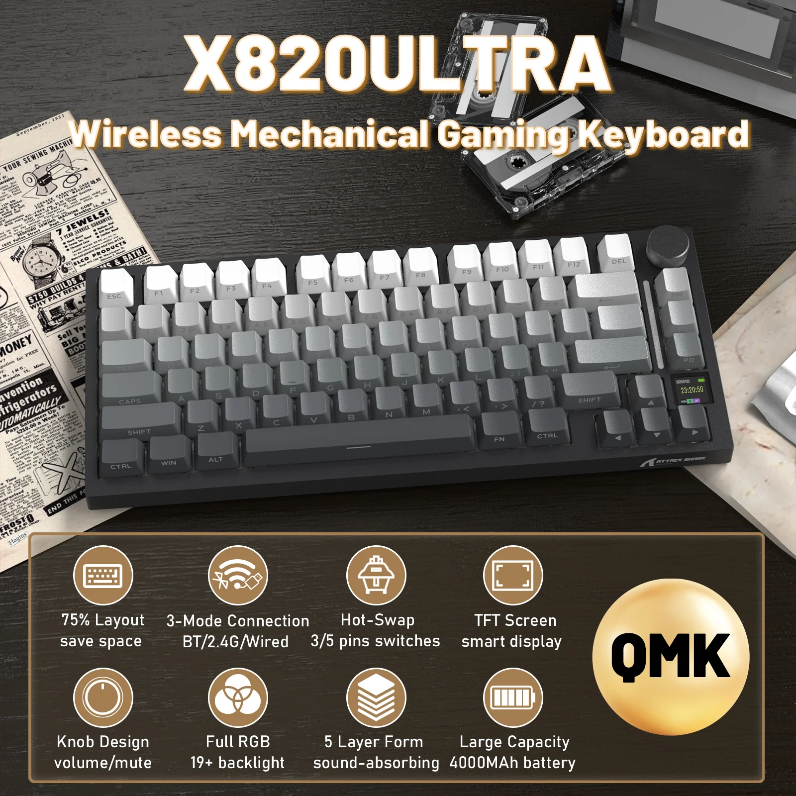 ATTACK SHARK X820ULTRA Mechanical Keyboard with C01ULTRA Coiled Cable - Image 59