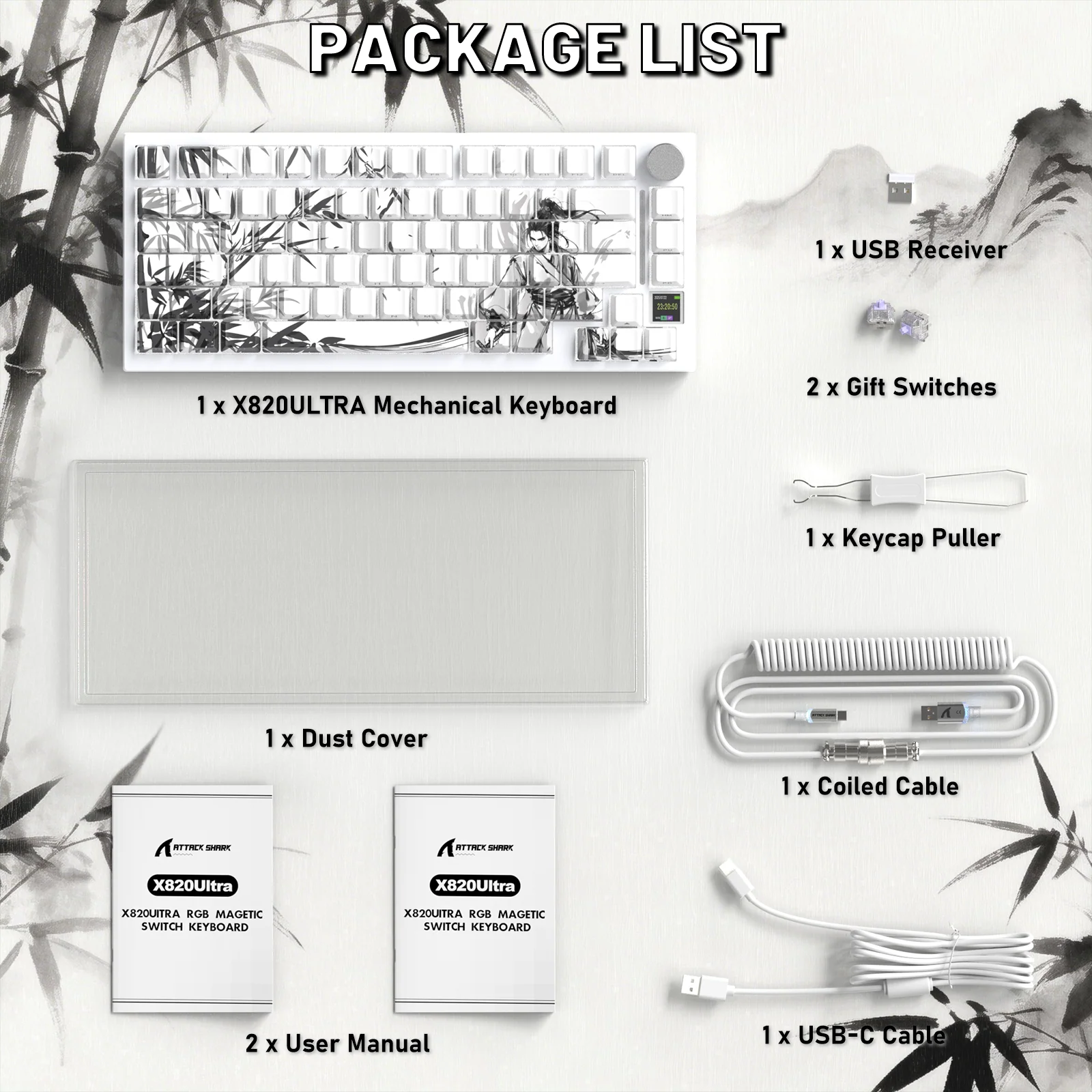 ATTACK SHARK X820ULTRA Mechanical Keyboard with C01ULTRA Coiled Cable - Image 9