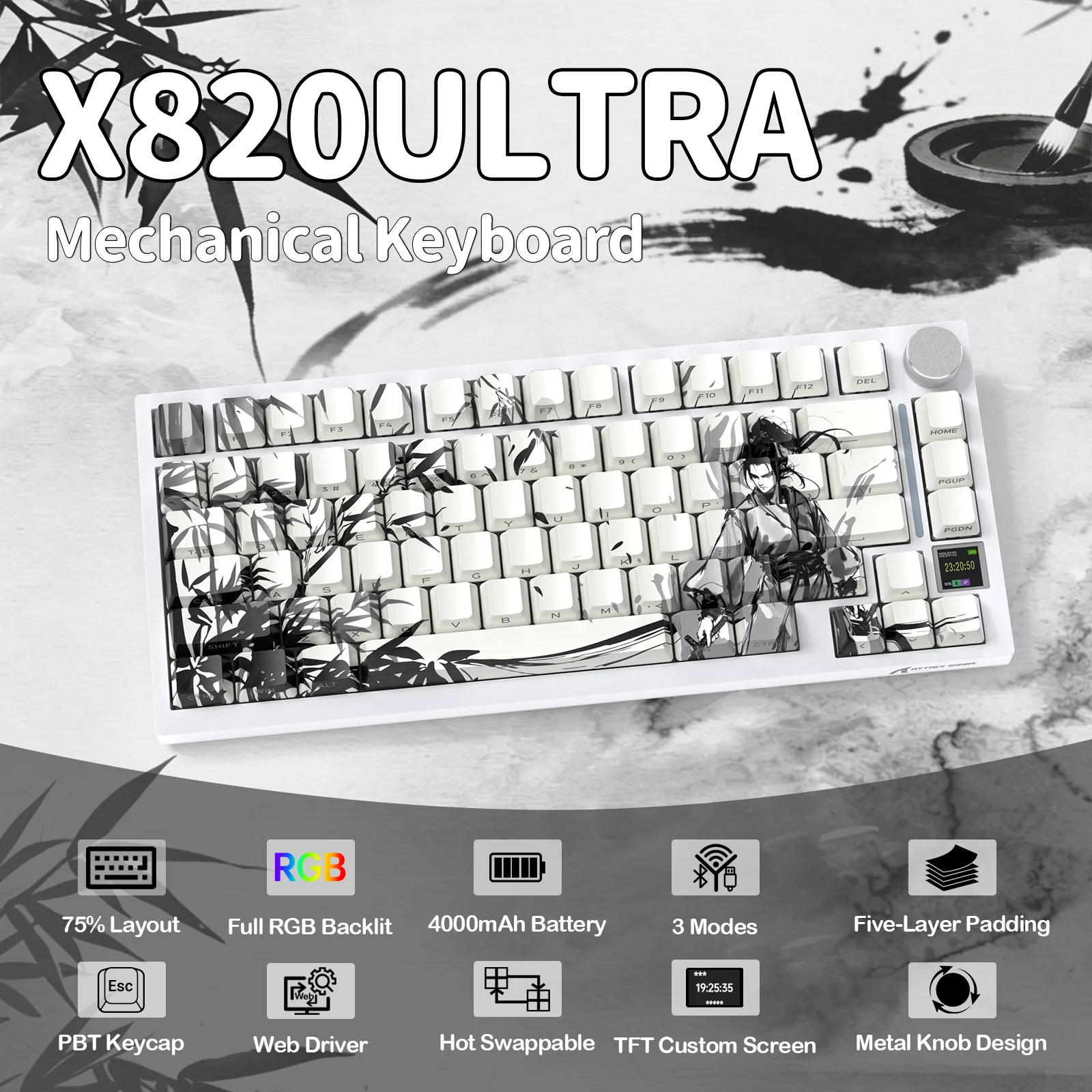 ATTACK SHARK X820Ultra Tri-mode Gasket Mechanical Keyboard - Image 3