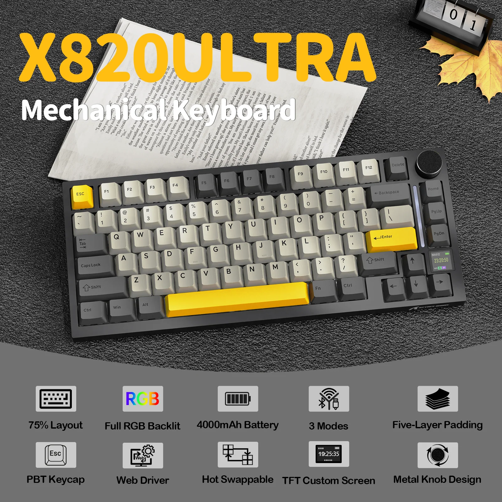 ATTACK SHARK X820Ultra Tri-mode Gasket Mechanical Keyboard - Image 30