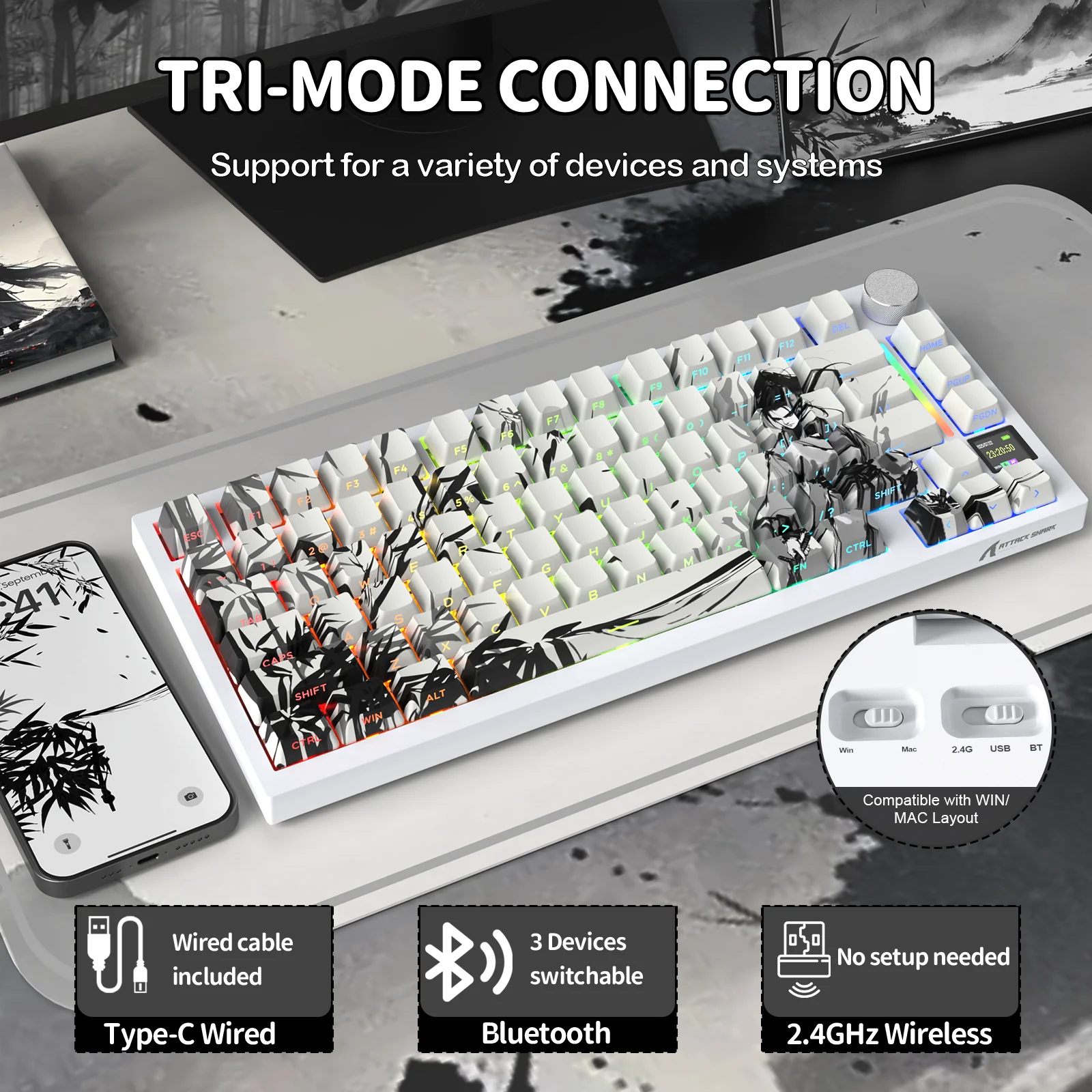 ATTACK SHARK X820Ultra Tri-mode Gasket Mechanical Keyboard - Image 4