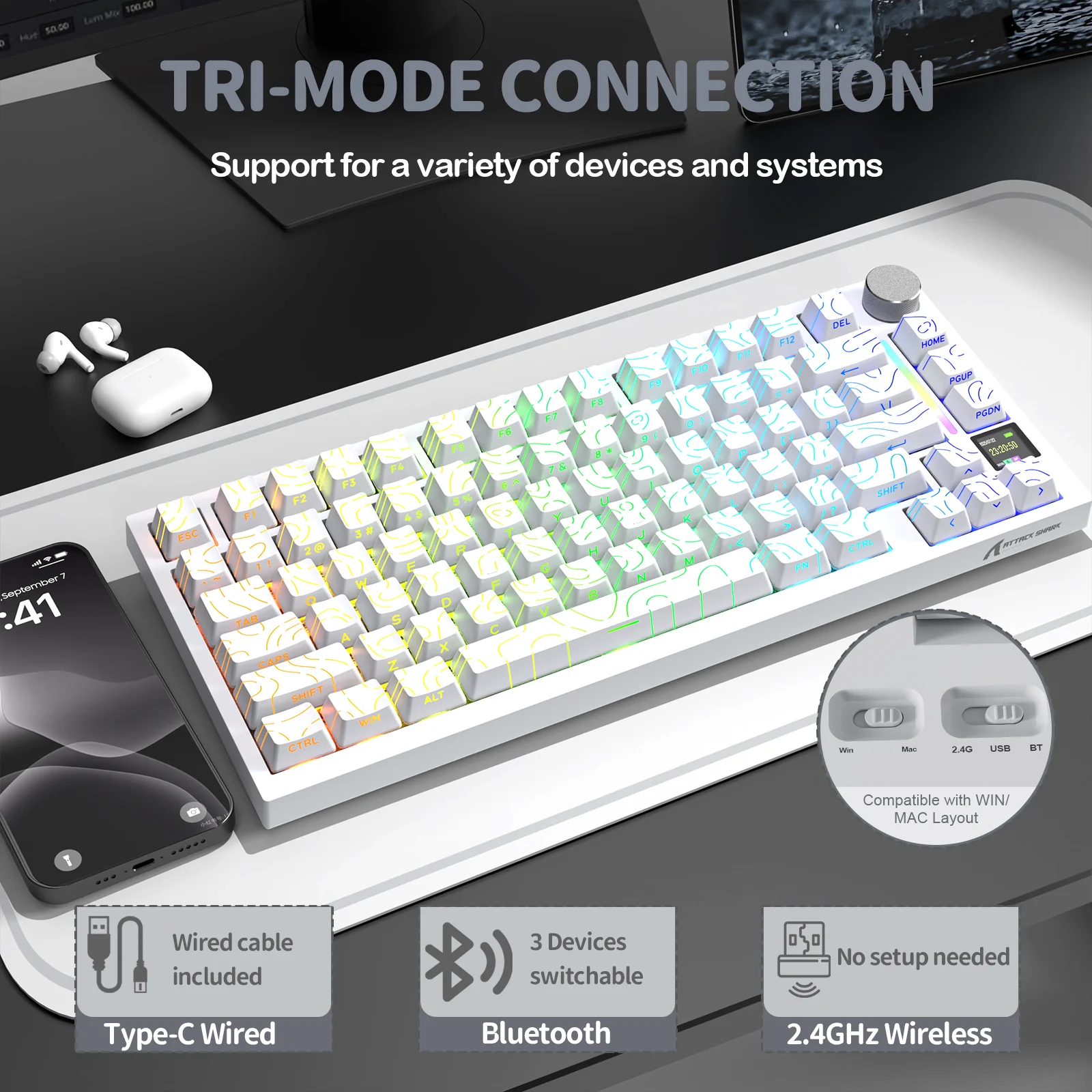 ATTACK SHARK X820Ultra Tri-mode Gasket Mechanical Keyboard - Image 67