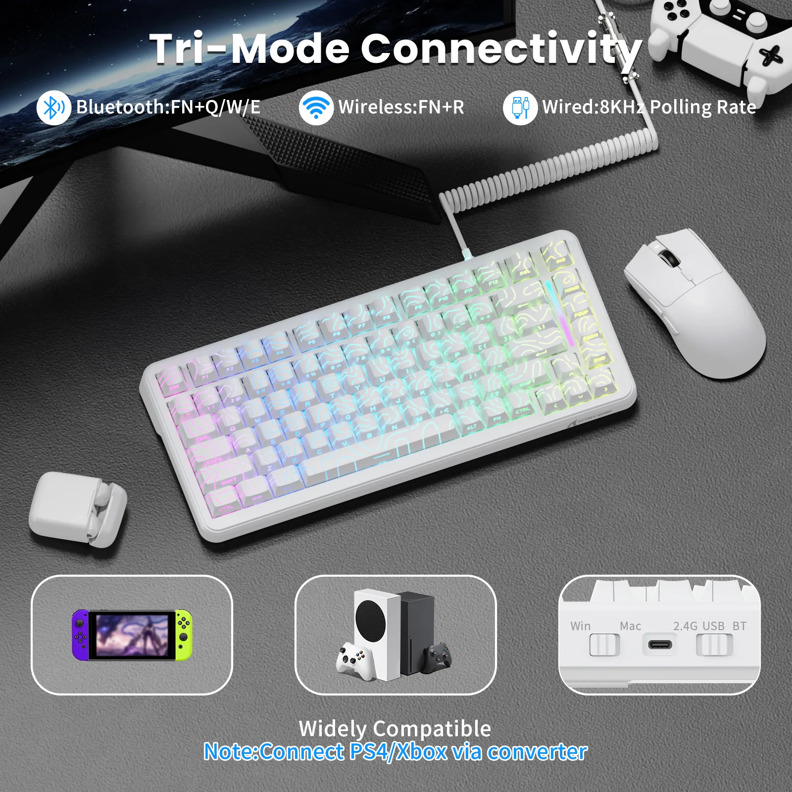 ATTACK SHARK X82PRO HE Magnetic Keyboard With C01Ultra RGB Coiled Cable - Image 3