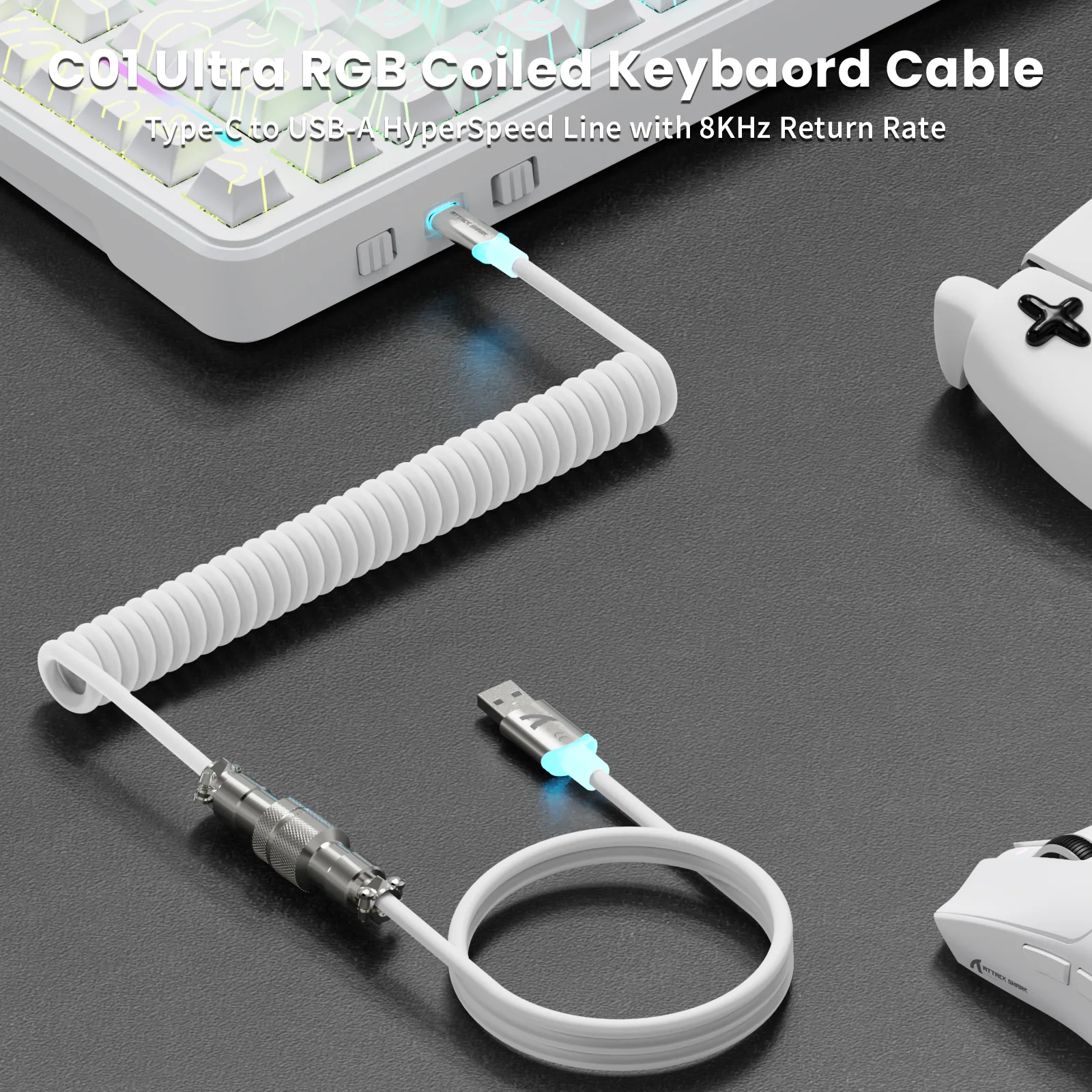 ATTACK SHARK X82PRO HE Magnetic Keyboard With C01Ultra RGB Coiled Cable - Image 9