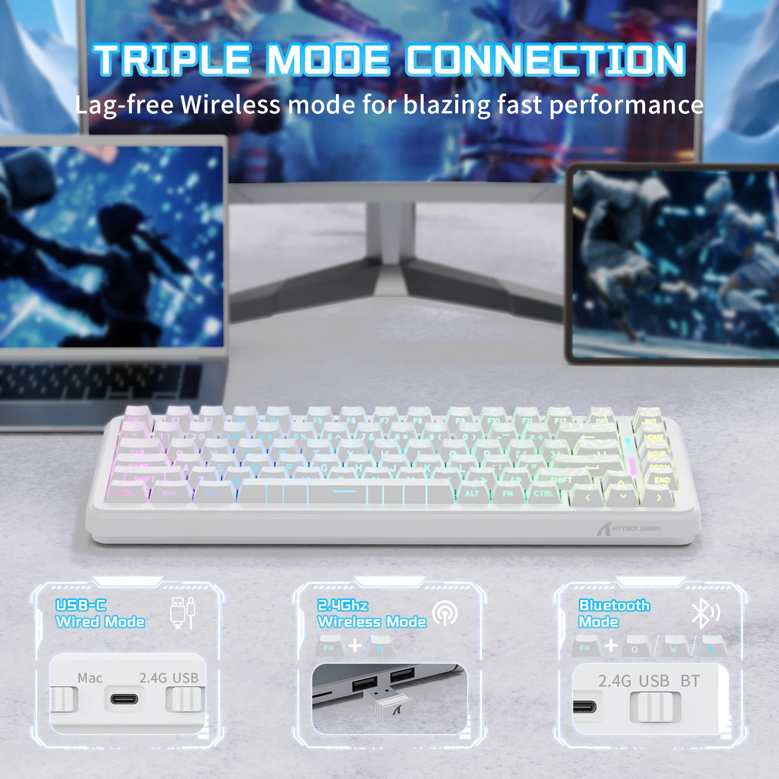 ATTACK SHARK X82PRO HE Wireless Rapid Trigger Gaming Keyboard Magnetic Switch - Image 21