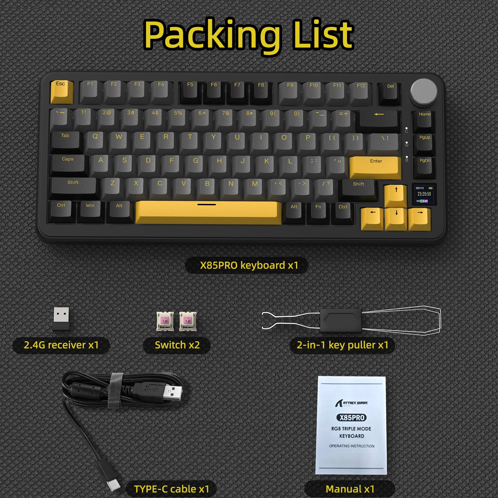 ATTACK SHARK X85PRO Tri-mode Gasket Mechanical Keyboard - Image 10