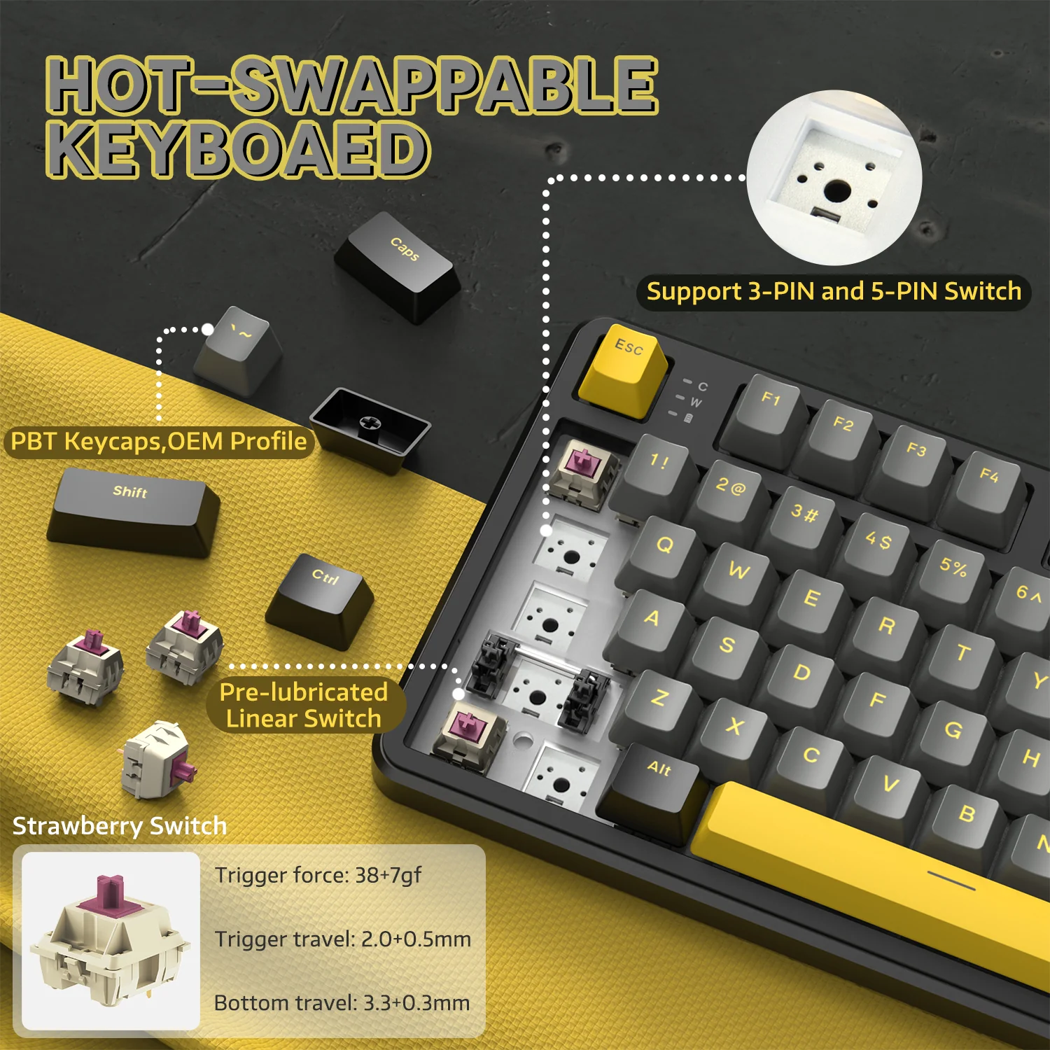 ATTACK SHARK X87 Tri-mode Gasket Mechanical Keyboard - Image 14