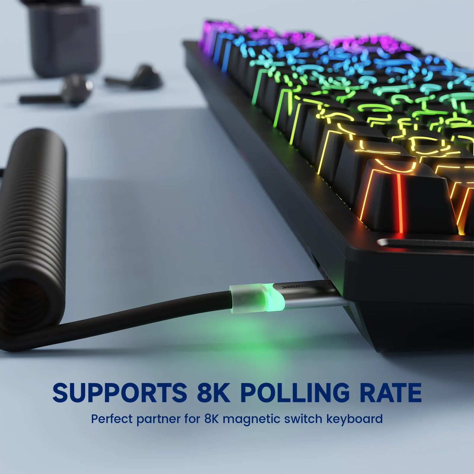 ATTACK SHARK X87 ULTRA Wireless Gaming Keyboard with 8KHz Receiver and RGB Coiled Cable - Image 7