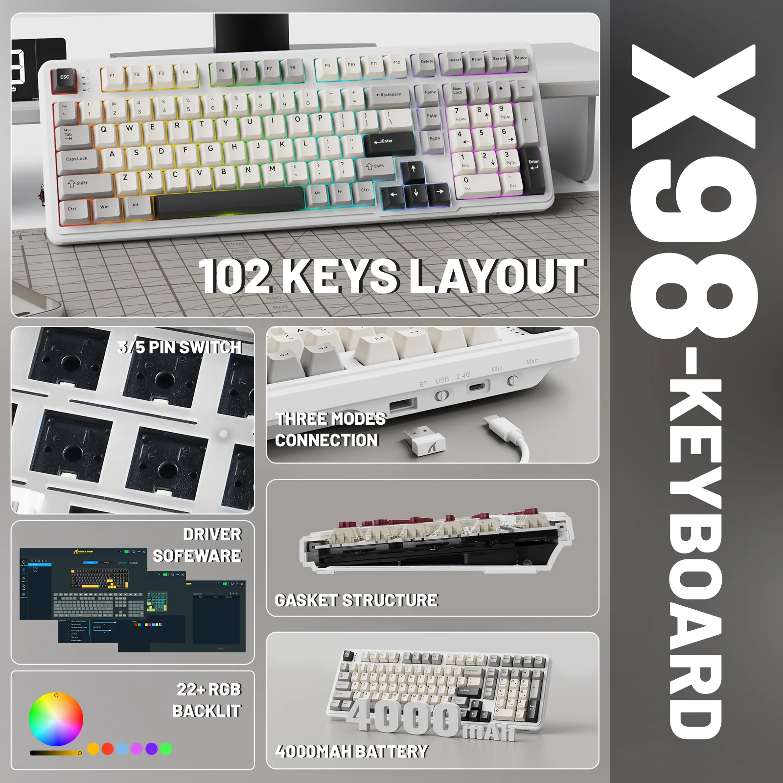 ATTACK SHARK X98 Full-size Wireless Mechanical Keyboard - Image 11