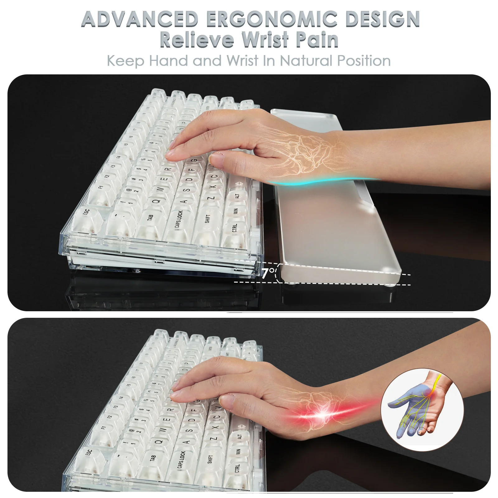 ATTACK SHARK 68 KEYS ACRYLIC WRIST REST - Image 24