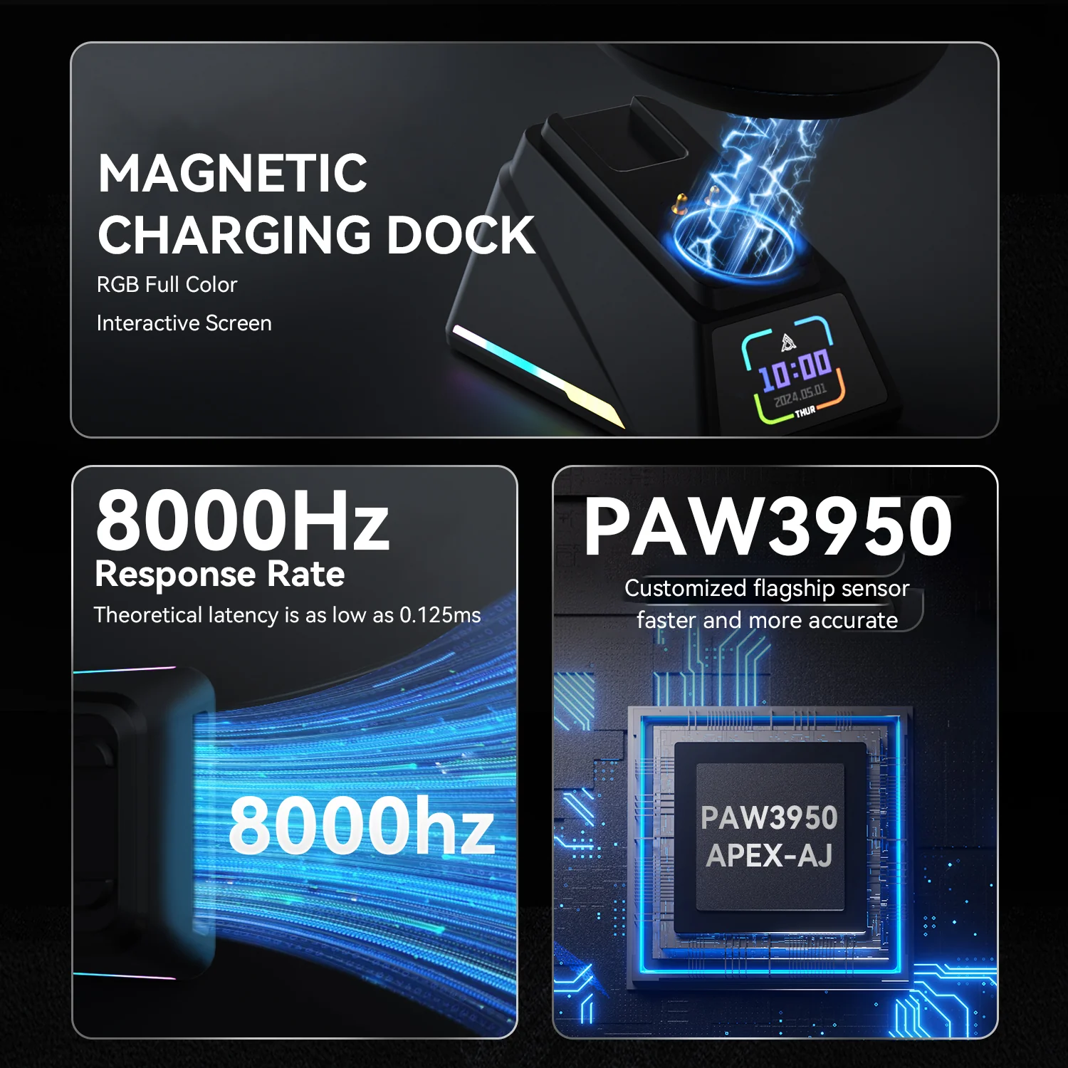 ATTACK SHARK x AJAZZ AJ159 APEX PAW3950 Triple Mode Gaming Mouse 8K - Image 19