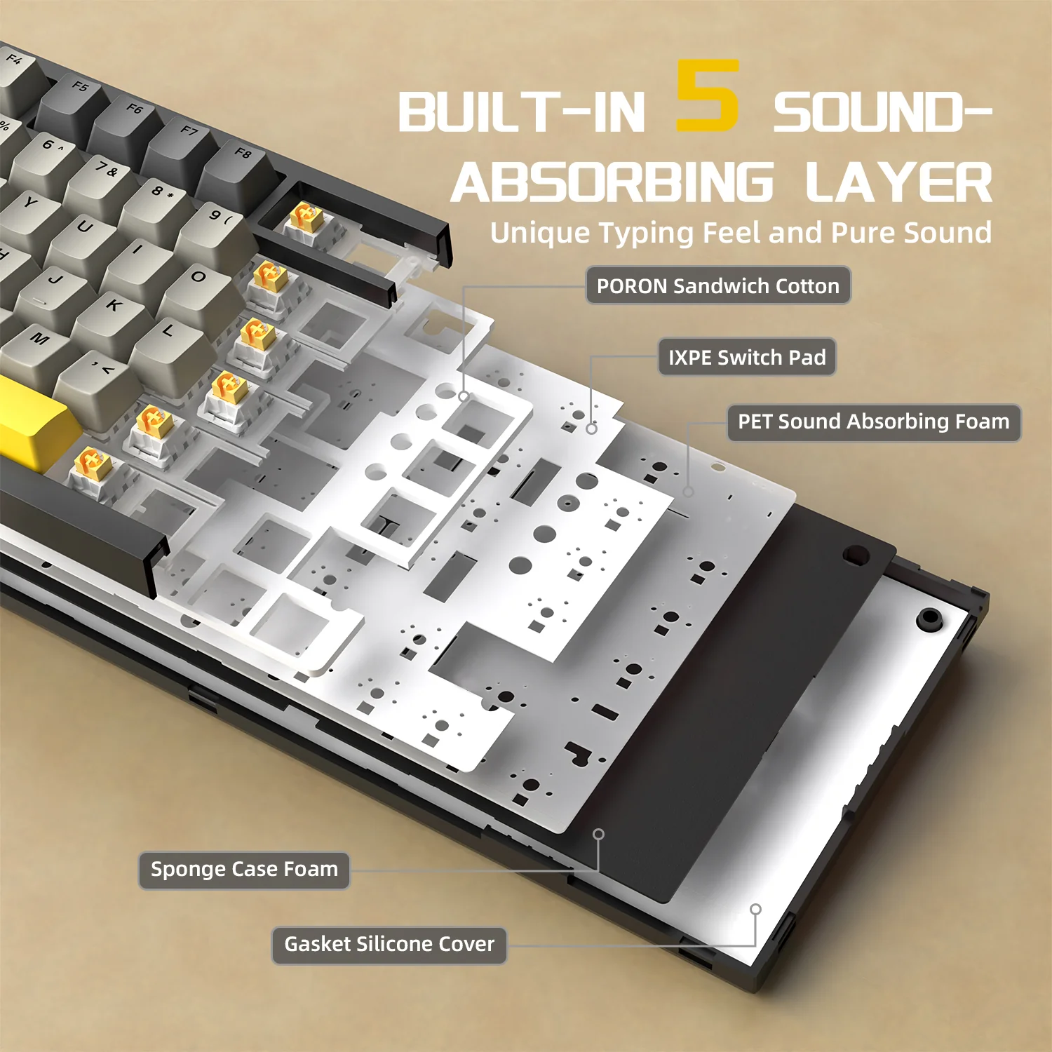 ATTACK SHARK x AJAZZ AK820 Pro Tri-mode Gasket Mechanical Keyboard - Image 4
