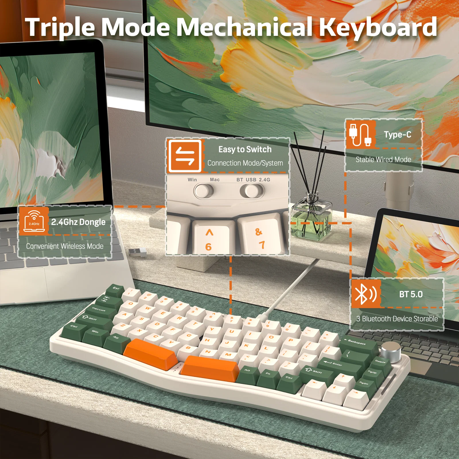 ATTACK SHARK x AJAZZ AKS068 PRO Alice Wireless Mechanical Keyboard - Image 4