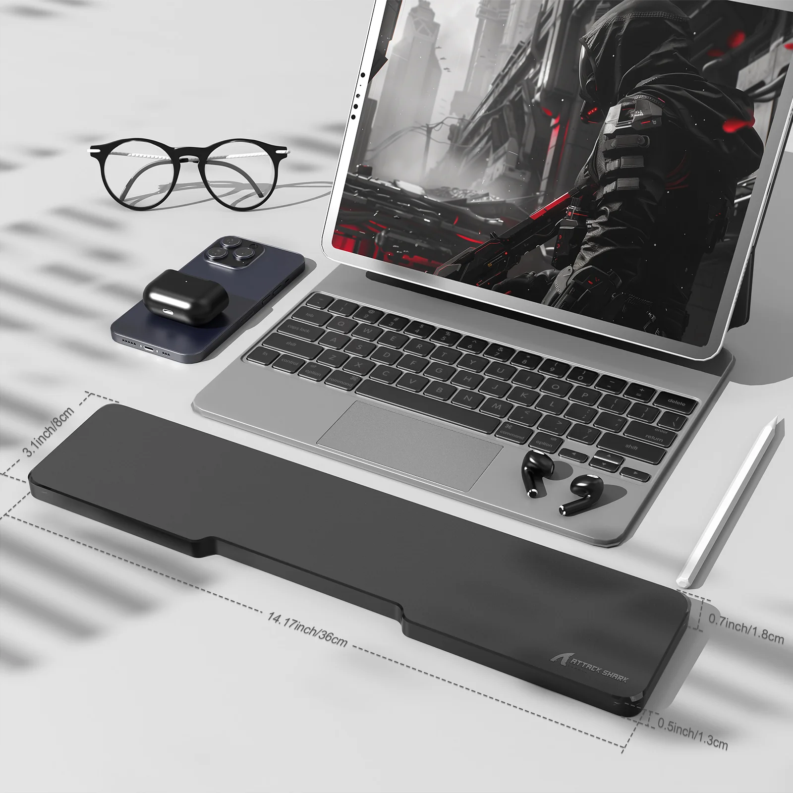 ATTACK SHARK Black Acrylic Wrist Rest - Image 16