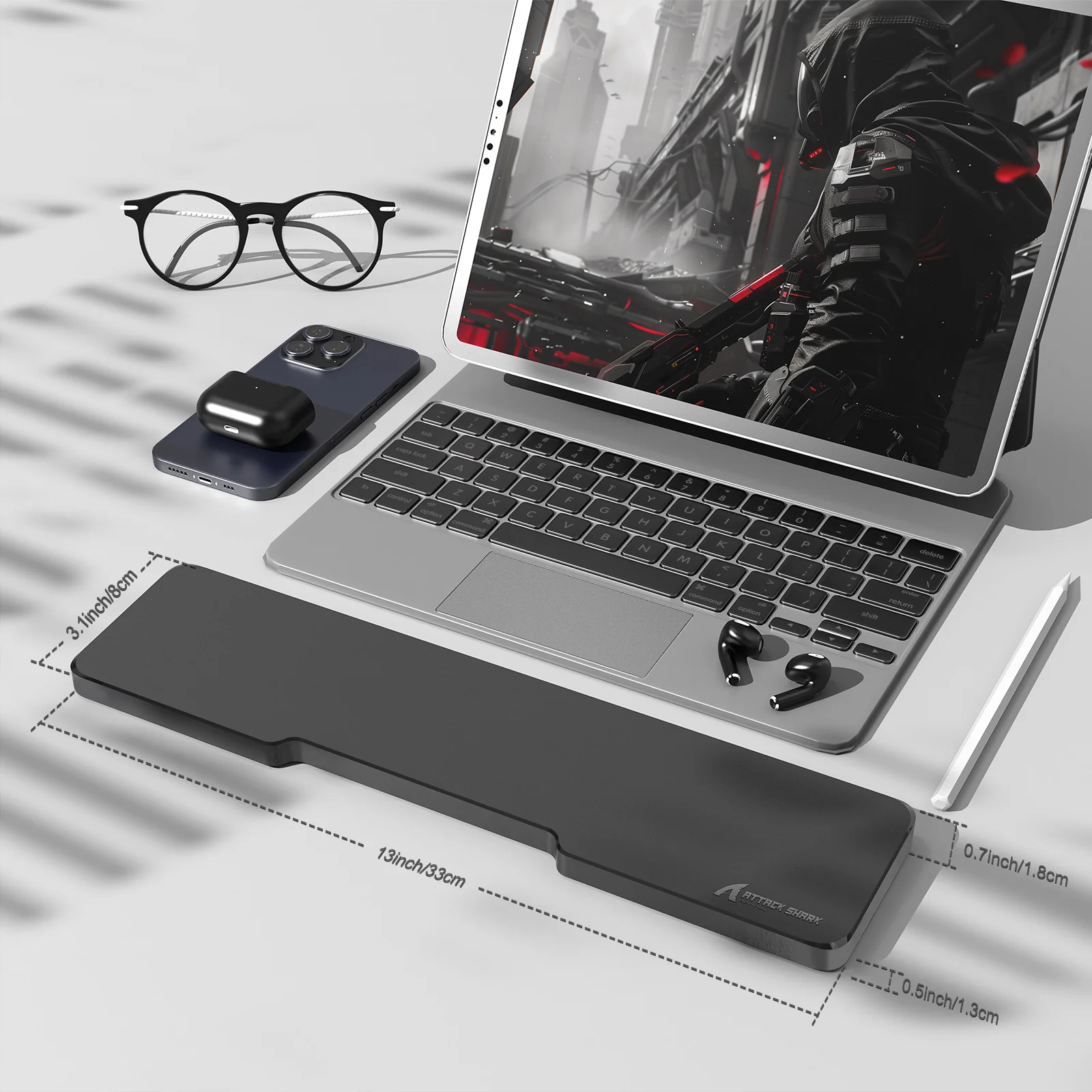 ATTACK SHARK Black Acrylic Wrist Rest - Image 7