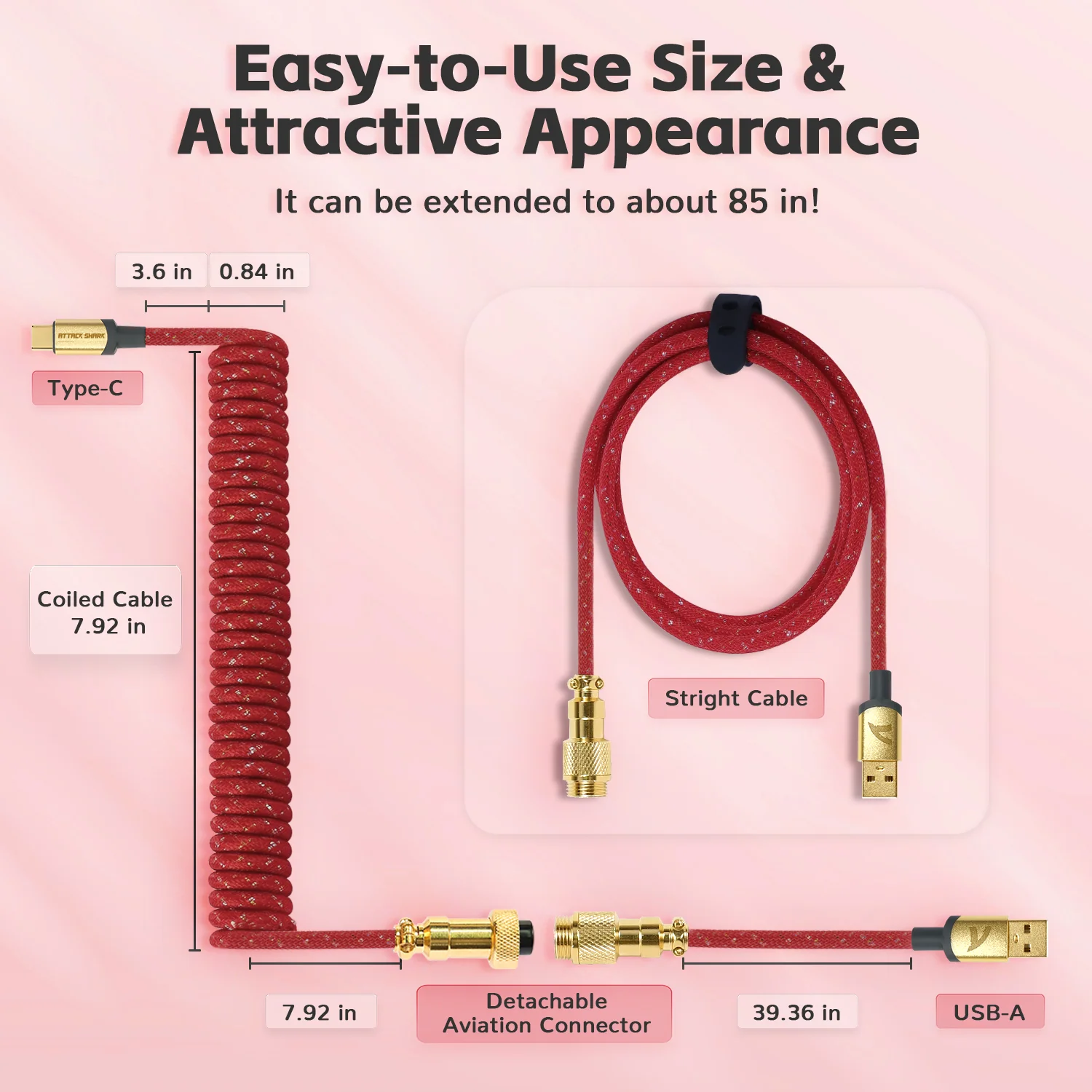 ATTACK SHARK C03 COILED CABLE - Image 60