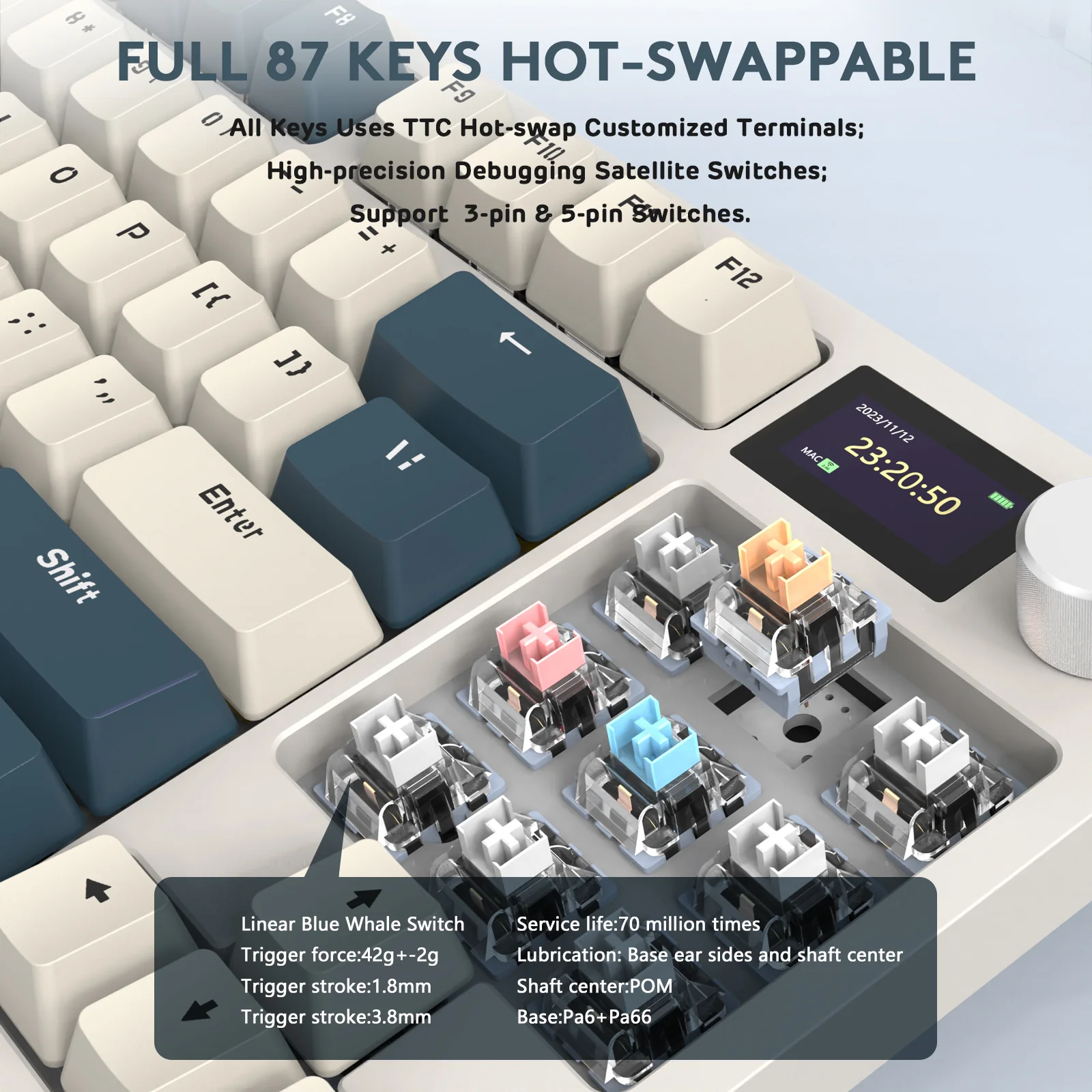 ATTACK SHARK K86 Wireless Mechanical Keyboard with Coiled Cable - Image 48