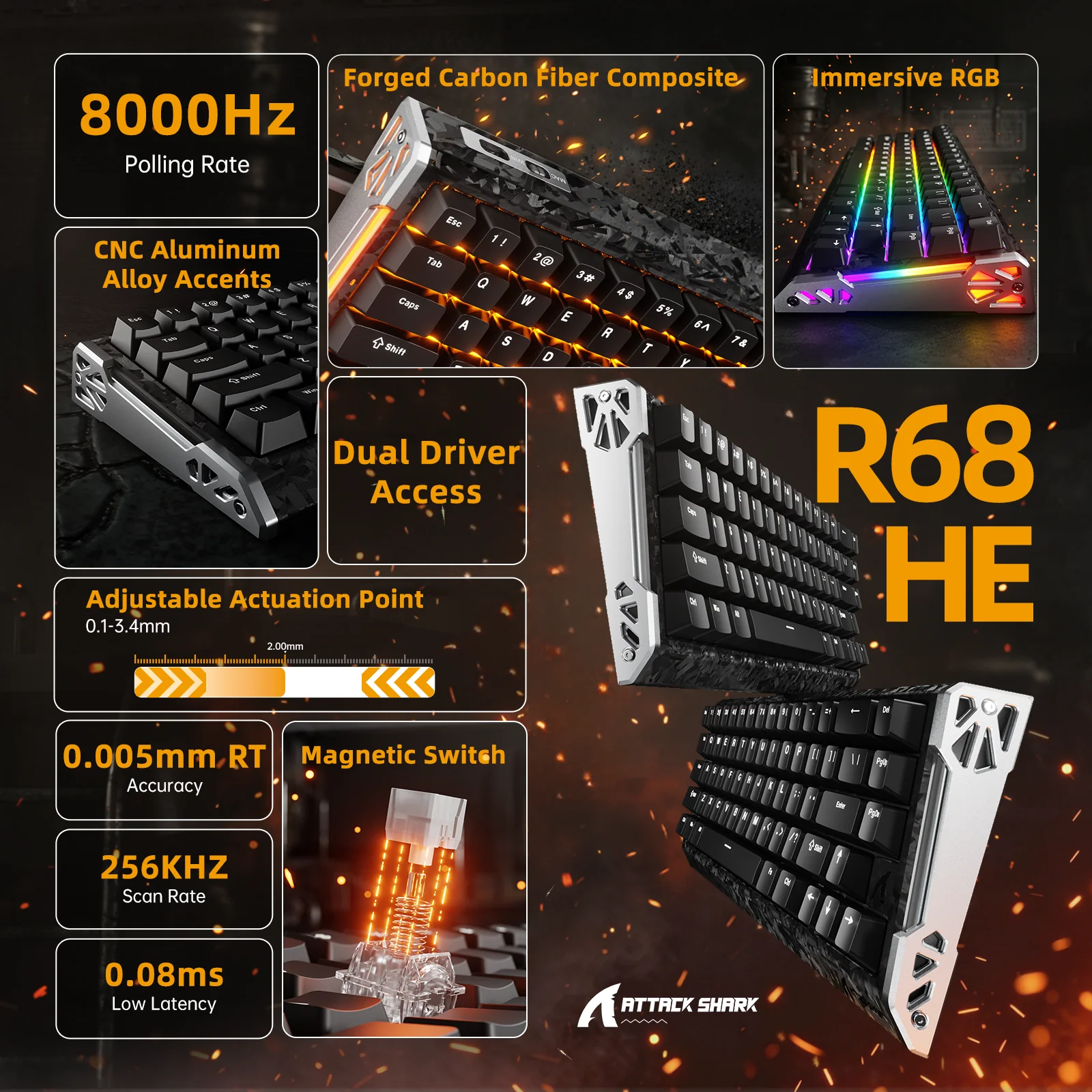 ATTACK SHARK R68 HE & R11 ULTRA Carbon Fiber Gaming Bundle - Image 12