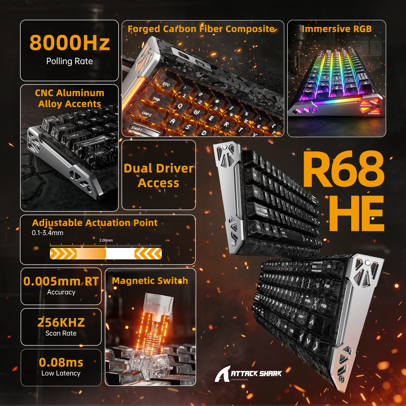 ATTACK SHARK R68 HE & R11 ULTRA Carbon Fiber Gaming Bundle - Image 6