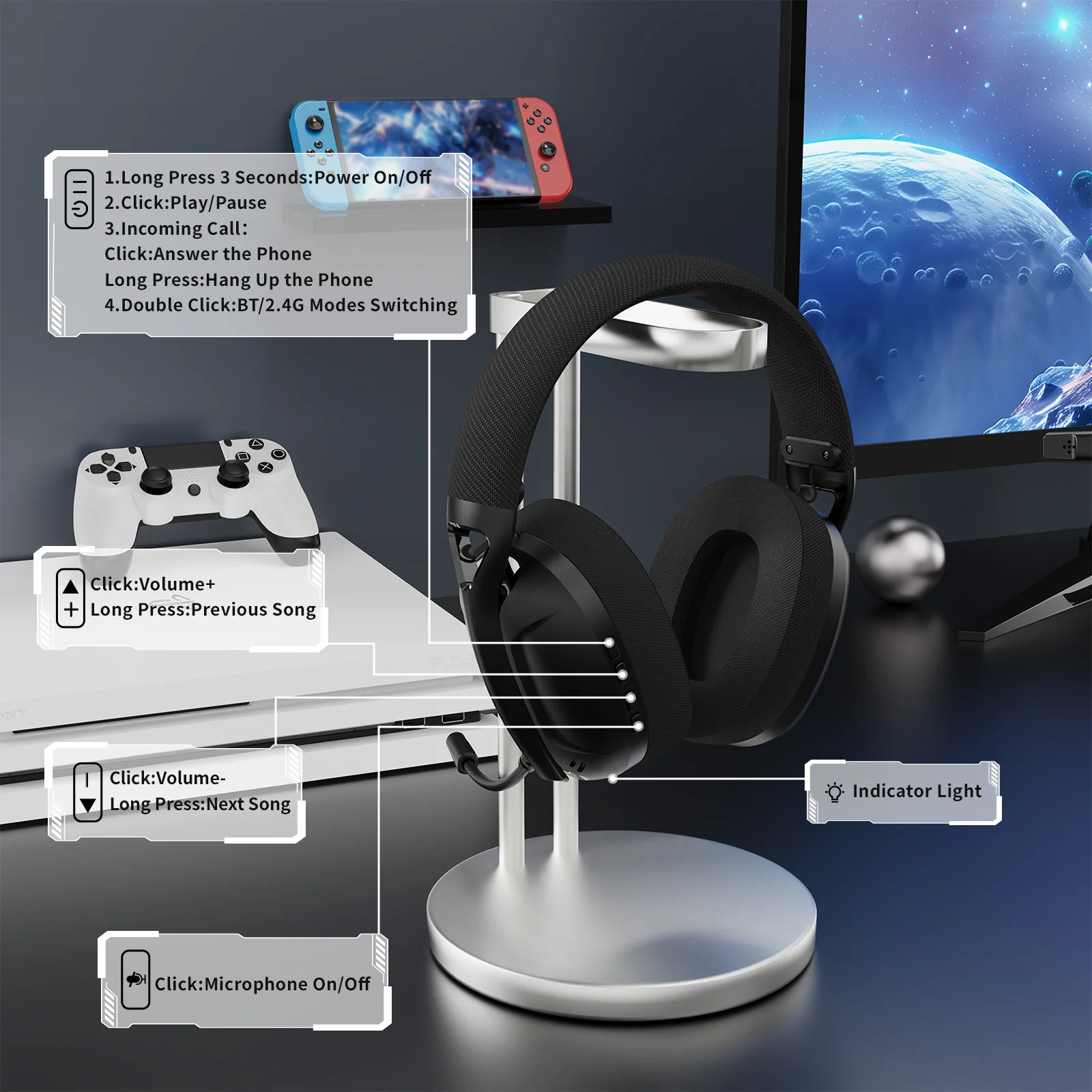 ATTACK SHARK L80 Ultra-Light Tri-Mode Gaming Headset - Image 17