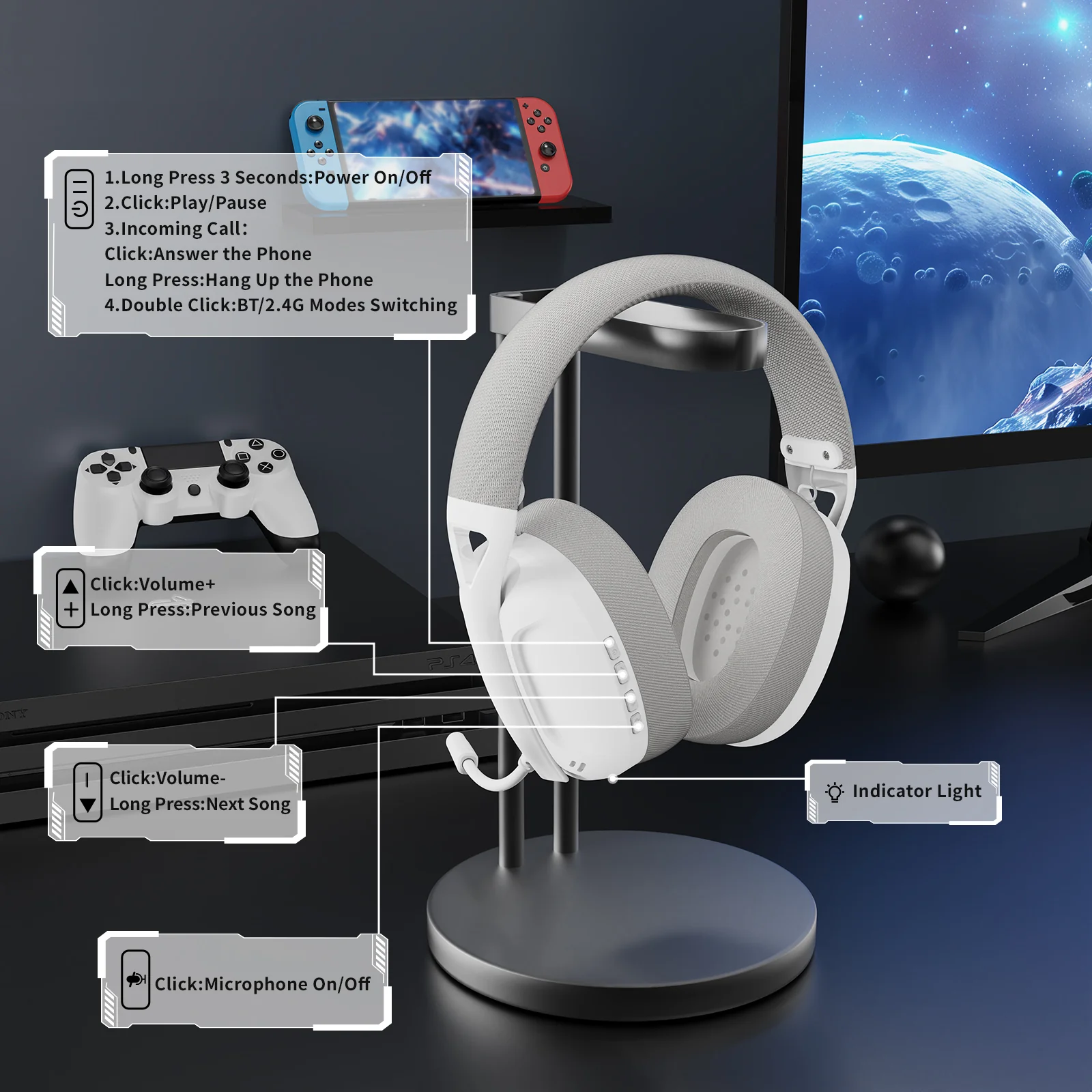 ATTACK SHARK L80 Ultra-Light Tri-Mode Gaming Headset - Image 8