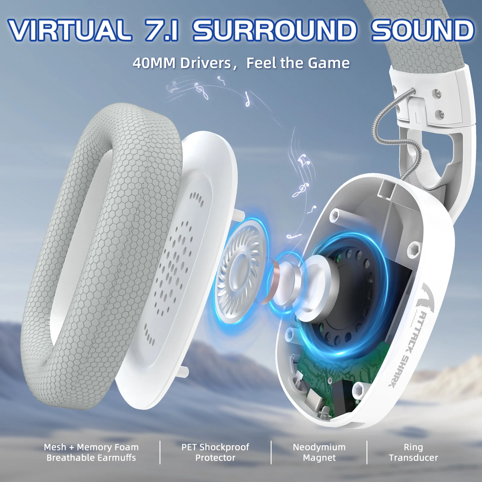 ATTACK SHARK L90 Foldable RGB Ultra-Light Tri-Mode Gaming Headset - Image 12