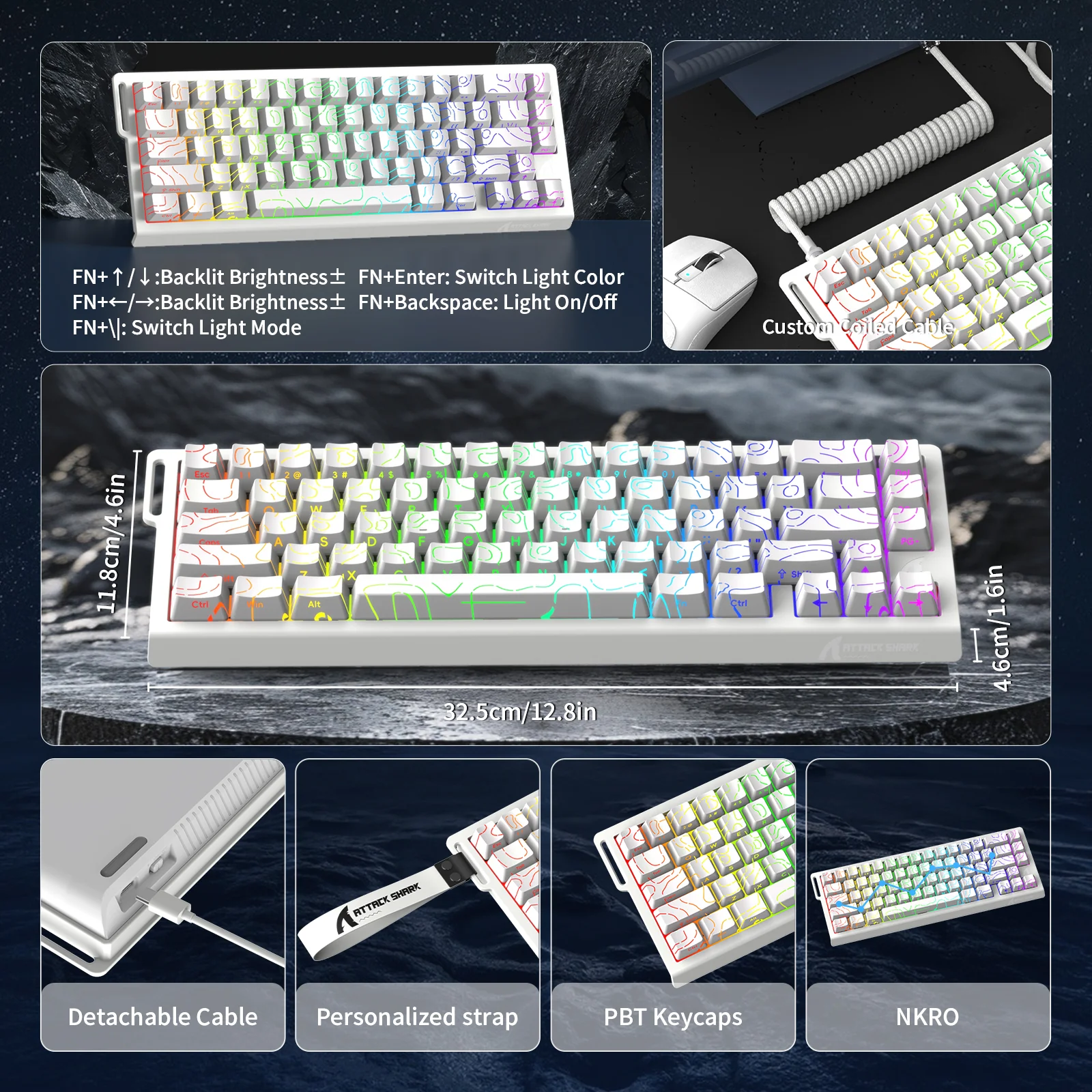 ATTACK SHARK X68 HE Rapid Trigger Keyboard Magnetic Switch with C01PRO Coiled Cable - Image 18