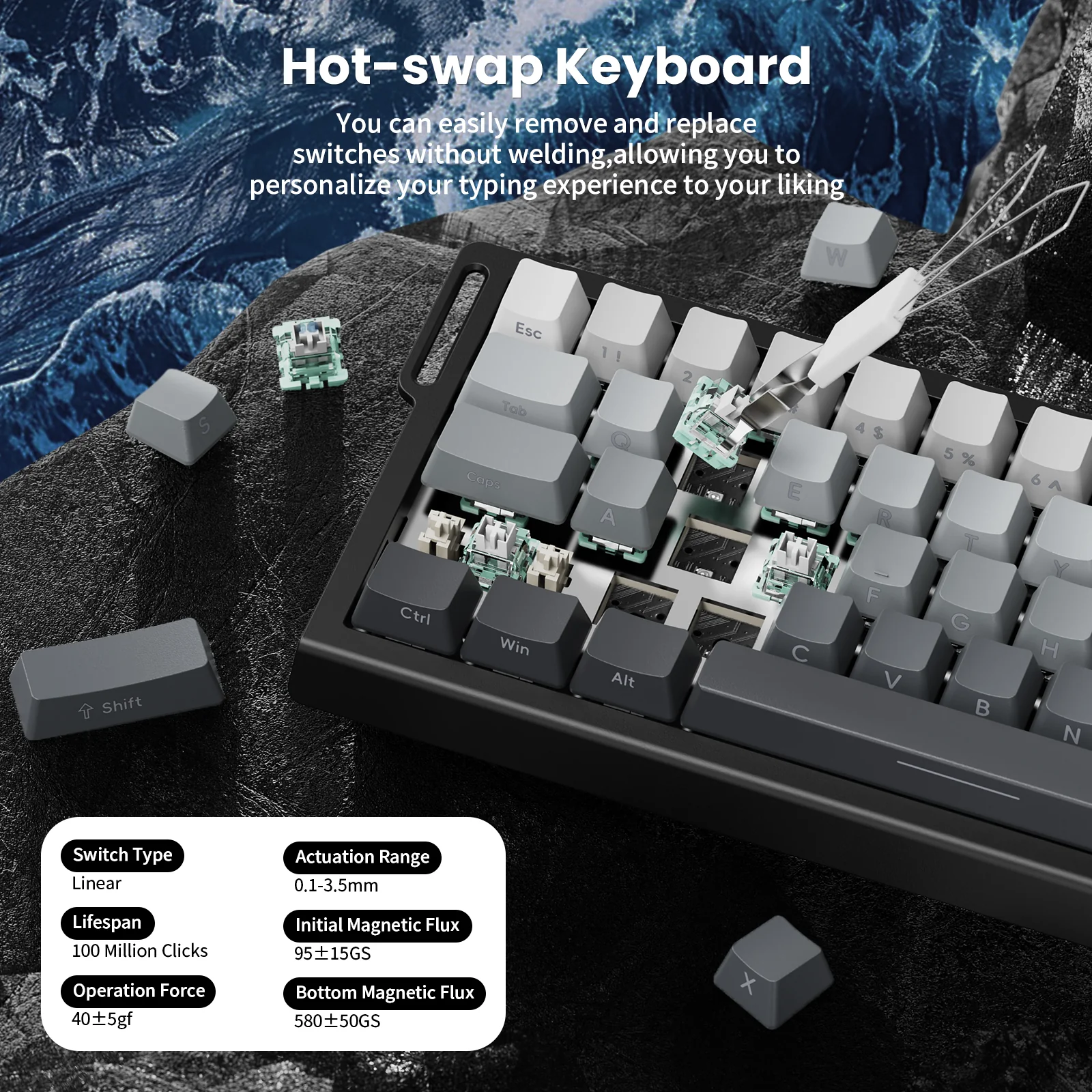 ATTACK SHARK X68 HE Rapid Trigger Keyboard Magnetic Switch with C01PRO Coiled Cable - Image 26